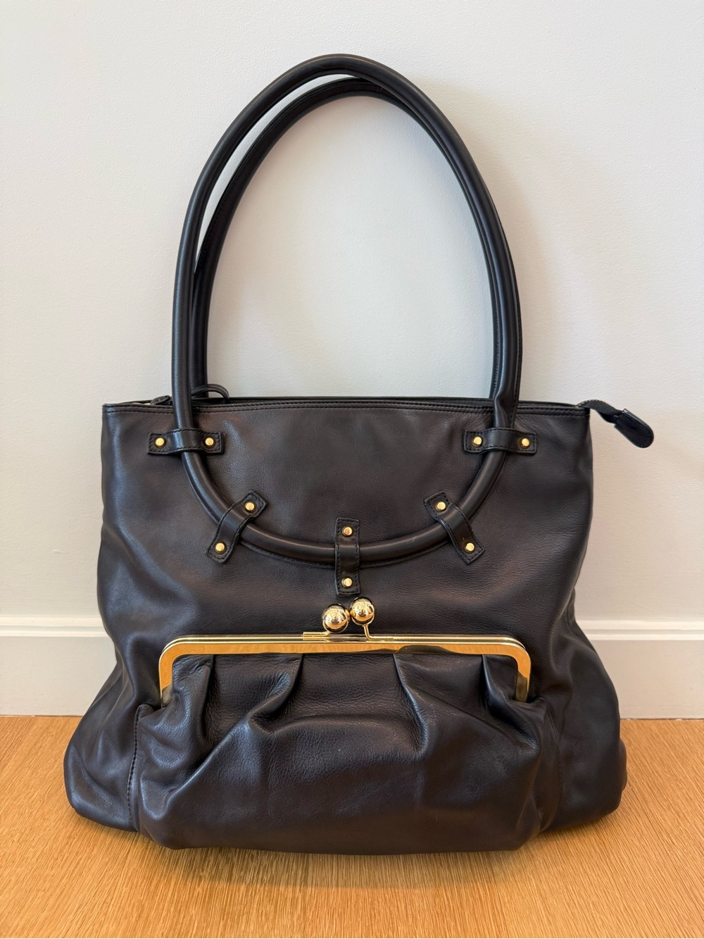 Vintage Goldenbleu Luella Handbag in Black Leather